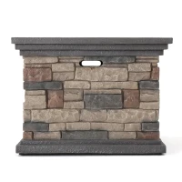 40000 BTU Stone Square MGO Fire Pit with Stylish Square Design, Built-in Tank Space, 32" L x 32" W x 24" H, Stone Gray(m-9)