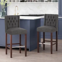 2 Sets of Modern Minimalist Bar Stool with Commercial Grade, Seat with Metal Legs and High-Density Fabric Seat, 19" L x 23.5" W x 44.5" H, Gray(m-4)