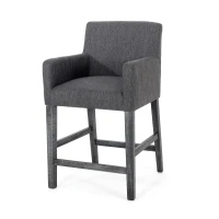 Contemporary Upholstered Counter Stool with Rubberwood Frame, Easy Assembly with Included Tools, 24" L x 23" W x 39.5" H, Charcoal Gray(m-8)