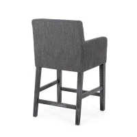 Set of 2 Upholstered Counter Stools with Durable Craftsmanship, Contemporary Style with Rubberwood Frame, 24×23×39.5 inch, Charcoal(m-11)