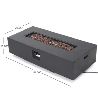 50,000 BTU Rectangle MGO Fire Table with Modern Design, Durable Iron Frame, No Assembly Required, 56" L x 26.5" W x 15" H, Dark Grey(m-3)
