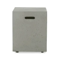Modern MGO Tank Holder Side Table with Multi-functional Design, Lightweight Concrete for Durability, 16.5" L x 16.5" W x 20.5" H, Light Grey(m-8)