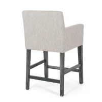 Set of 2 Upholstered Counter Stools with Durable Craftsmanship, Contemporary Style with Rubberwood Frame, 24×23×39.5 inch, Light Gray(m-9)