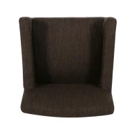 Upholstered Counter Stool with Rubberwood Frame, Contemporary Style with Rounded Armrests, 24" L x 23" W x 39.5" H, Brown(m-11)