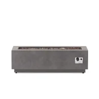50,000 BTU Rectangular Iron Fire Pit with Modern Design, Propane Gas, Durable Powder-Coated Frame, 48" L x 15" W x 15" H, Stone Gray(m-2)