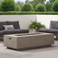 50,000 BTU Rectangle MGO Fire Table Perfect for Effortless Warmth, Modern Design with Iron Frame, 56" L x 26" W x 15" H, Light Gray(m-4)