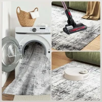 HOMCOM Area Rug for Living Room 8x10, Modern Abstract Machine Washable Rug, Non-Slip Carpet for Bedroom, Dining Room, Grey(m-9)