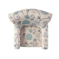 Contemporary Fabric Club Chair with Birch Wood Legs and Tonal Piping, Plush Seating for Ultimate Comfort, 32" L x 34" W x 37.5" H, White+Blue(m-10)