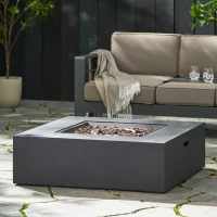 50,000 BTU Square MGO Fire Table with Modern Design, Modern Design with Lightweight Concrete, 40" L x 40" W x 12.5" H, Dark Grey(m-6)