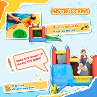 Outsunny Kids Bounce House Inflatable Slide with Splash Pool, Water Cannon, Climbing Wall, Inflator Included, 6 in1 Bouncy Castle Kids Backyard Activity Outdoor Water Play Toy(m-8)