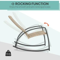 Outsunny 2 Pieces Wicker Patio Rocking Chair Set, Rattan Outdoor Rocking Chair Set with High Back, Armrests for Garden, Khaki(m-4)