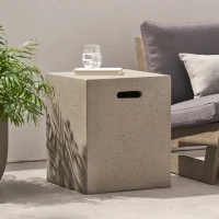 Modern MGO Tank Holder Side Table with Multi-functional Design, Lightweight Concrete for Durability, 16.5" L x 16.5" W x 20.5" H, Light Grey(m-4)