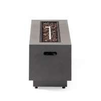 50,000 BTU Rectangular Iron Fire Pit with Modern Design, Propane Gas, Durable Powder-Coated Frame, 48" L x 15" W x 15" H, Stone Gray(m-7)