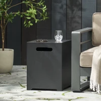 Square Metal Propane Tank Cover Side Table with Durable Iron Frame, Built-in Propane Tank Space, 15.5" L x 15.5" W x 20" H, Dark Grey(m-5)