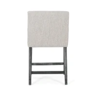 Contemporary Upholstered Counter Stool with Rubberwood Frame, Easy Assembly with Included Tools, 24" L x 23" W x 39.5" H, Light Grey(m-8)