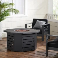 50000 BTU Octagonal Iron Fire Pit with Rust-Resistant Coating, Durable Iron, Built-in Propane Tank Space, 42" L x 42" W x 24" H, Black(m-6)