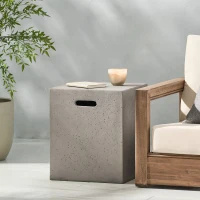 Modern MGO Tank Holder Side Table with Multi-functional Design, Lightweight Concrete for Durability, 16.5" L x 16.5" W x 20.5" H, Light Grey(m-1)
