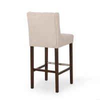 2 Sets of Modern Minimalist Counter Stool with Commercial Grade, High-Density Fabric Seat with Metal Legs, 19" L x 23.5" W x 44.5" H, Beige(m-8)