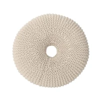 Everett Knitted Cotton Donut Pouf Crafted from 100% Cotton, Seating with Versatile Footrest or Extra Seat, 24.5" L x 24.5" W x 11" H, Beige(m-7)