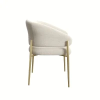 Set of 2 Modern Dining Chairs with Metal Frame for Long-Lasting Use, Fabric Upholstered with Curved Backrest, 24" L x 22" W x 31.5" H, Beige(m-5)