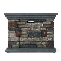 40000 BTU Stone Square MGO Fire Pit with Stylish Square Design, Built-in Tank Space, 32" L x 32" W x 24" H, Stone Gray(m-8)