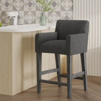 Set of 2 Upholstered Counter Stools with Durable Craftsmanship, Contemporary Style with Rubberwood Frame, 24×23×39.5 inch, Charcoal(m-4)