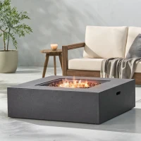 50,000 BTU Square MGO Fire Table with Modern Design, Modern Design with Lightweight Concrete, 40" L x 40" W x 12.5" H, Dark Grey(m-1)