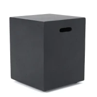 Modern MGO Tank Holder Side Table with Multi-functional Design, Lightweight Concrete for Durability, 16.5" L x 16.5" W x 20.5" H, Dark Grey(m-2)