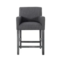 Contemporary Upholstered Counter Stool with Rubberwood Frame, Easy Assembly with Included Tools, 24" L x 23" W x 39.5" H, Charcoal Gray(m-2)