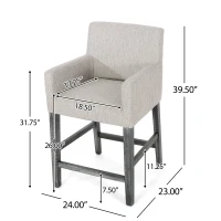 Set of 2 Upholstered Counter Stools with Durable Craftsmanship, Contemporary Style with Rubberwood Frame, 24×23×39.5 inch, Light Gray(m-3)