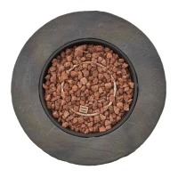 40,000 BTU Stone Circular Fire Pit Perfect for Family Gathering, Round Outdoor Firepit with Slipcover, 33" L x 24" H, Stone Gray(m-5)