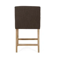 Upholstered Counter Stool with Rubberwood Frame, Contemporary Style with Rounded Armrests, 24" L x 23" W x 39.5" H, Brown(m-9)
