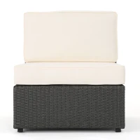 Armless Patio Chair Set with Water Resistant Cushions, PE Wicker with Powder-Coated Iron Frame, 26" L x 30.5" W x 26" H, Antique Grey(m-10)