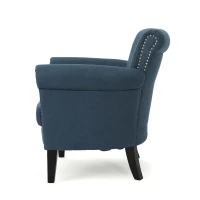 Modern Accent Chair with Modern Design, Leisure Club Chair with Wood Legs for Living Room, 31" L x 29.5" W x 31.5" H, Navy Blue(m-8)