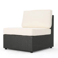 Armless Patio Chair Set with Water Resistant Cushions, PE Wicker with Powder-Coated Iron Frame, 26" L x 30.5" W x 26" H, Antique Grey(m-9)