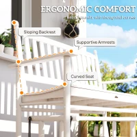 Outsunny Wooden Patio Glider Bench, Wood Log Outdoor Loveseat with High Back and Armrests, Heavy Duty 550lbs Capacity, 2-Seat, White(m-8)