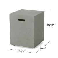 Modern MGO Tank Holder Side Table with Multi-functional Design, Lightweight Concrete for Durability, 16.5" L x 16.5" W x 20.5" H, Light Grey(m-3)