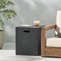 Modern MGO Tank Holder Side Table with Multi-functional Design, Lightweight Concrete for Durability, 16.5" L x 16.5" W x 20.5" H, Dark Grey(m-4)