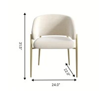 Set of 2 Modern Dining Chairs with Metal Frame for Long-Lasting Use, Fabric Upholstered with Curved Backrest, 24" L x 22" W x 31.5" H, Beige(m-3)