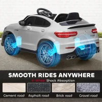 Aosom 12V Toddler Ride On Car with Remote Control, Mercedes Benz AMG GLC63S Coupe, Electric Car with 2 Speed, MP3 Player, Light, Horn, Songs, Suspension, White(m-8)