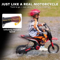 Aosom 24V 350W Electric Dirt Bike Up to 15 MPH w/ Twist Grip Throttle, Red(m-4)