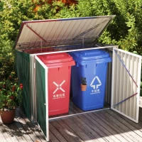 Outsunny 6x3 ft Garbage Can Shed, Horizontal Garbage Can Organizer with Double Door and Lid Rubbish Cover, for 2 Trash Cans, Green(m-7)