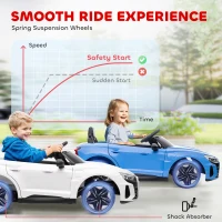 Aosom Electric Car for Kids, 12V Licensed Audi RS E-tron GT 3.1 MPH Kids Ride on Car, Ride-on Toy with Remote Control, 4 Suspension Wheels, Horn, Music, Lights, for Boys and Girls, Blue(m-7)