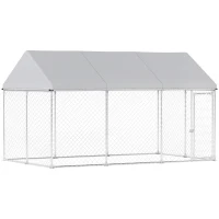 PawHut Galvanized Steel Outdoor Dog Kennel with Roof, Safety Lock, for Backyard, 13.1' x 7.5' x 7.8'(m-2)