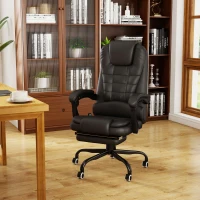 Vinsetto Reclining Office Chair with Footrest, Vibrating Massage, Adjustable Height, Perfect for Home Office, Black(m-8)
