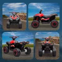 Aosom 12V Kids ATV Quad Car with Forward & Backward Function, Four Wheeler for Kids with Wear-Resistant Wheels, Music, Electric Ride-on ATV for Toddlers Ages 3+ Years Old, Red(m-10)