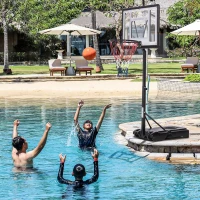 Soozier Portable Basketball Hoop System Stand Goal Pool Side with Height Adjustable 3FT-4FT, 32'' Backboard(m-1)