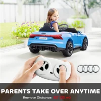 Aosom Electric Car for Kids, 12V Licensed Audi RS E-tron GT 3.1 MPH Kids Ride on Car, Ride-on Toy with Remote Control, 4 Suspension Wheels, Horn, Music, Lights, for Boys and Girls, Blue(m-5)