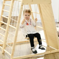 Qaba 5-in-1 Indoor Jungle Gym Playground with Swing, Climber, Monkey Bars(m-7)