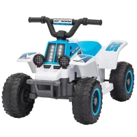 Qaba 6V Kids ATV Quad, 4 Wheeler Battery Powered Electric Ride on Car w/ Lights, Forward Backward, White(m-2)